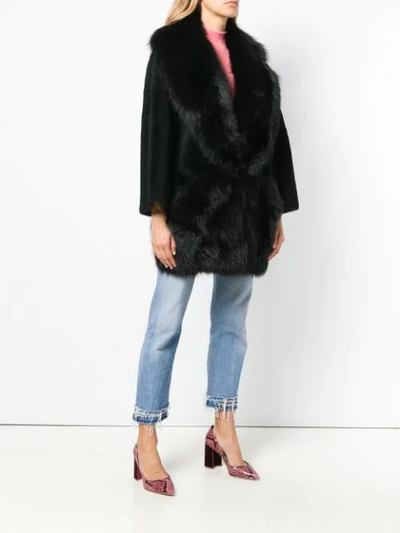 Shop Blancha Oversized Fur Coat - Black