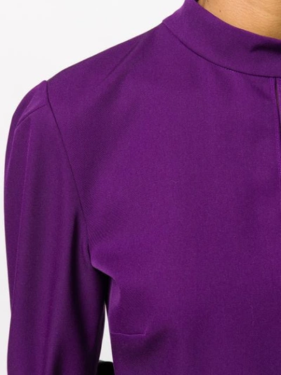 ROCHAS 中长钟形袖连衣裙 - 紫色