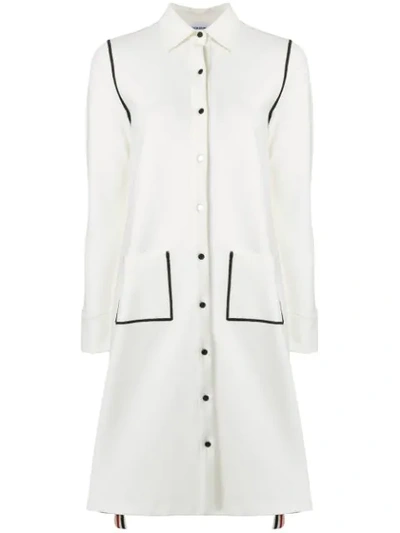 Shop Thom Browne Contrast Stitch Milano Tech Shirtdress In 100 White