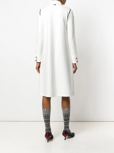 Shop Thom Browne Contrast Stitch Milano Tech Shirtdress In 100 White
