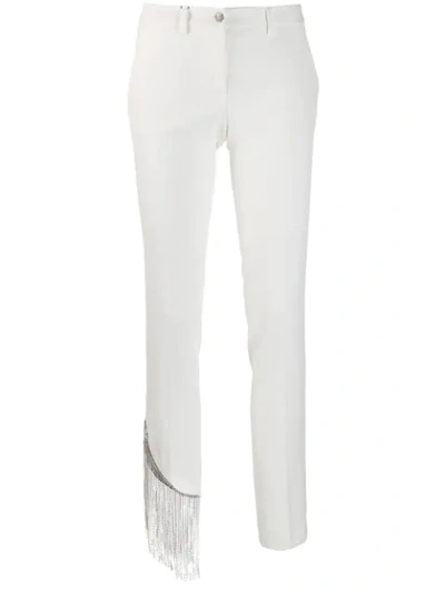 Shop Philipp Plein Crystal Fringe Trousers In White