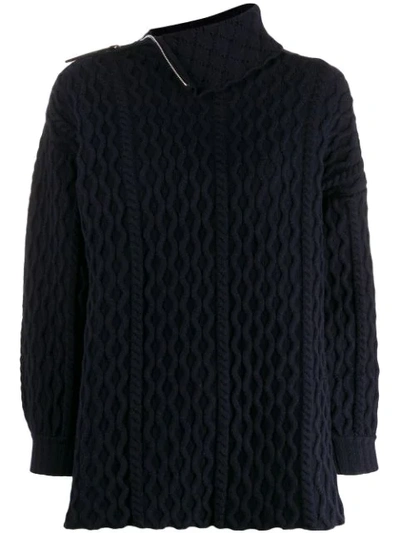 LOEWE ZIP CABLE KNIT SWEATER - 蓝色