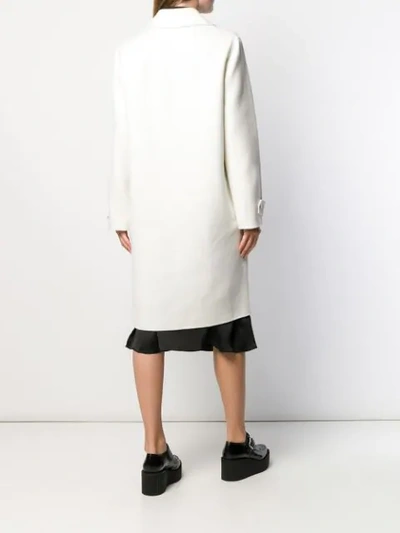 Shop Theory Double Breasted Coat In C05 Ivory