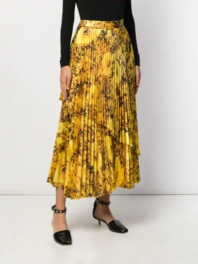 Shop Richard Quinn Asymmetric Pleated Skirt In Yellow