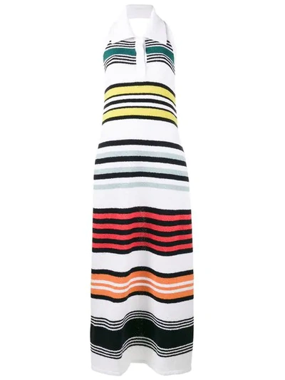 Shop Rosie Assoulin Rainbow Stripe Knitted Dress In White