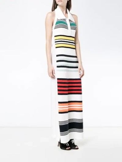 Shop Rosie Assoulin Rainbow Stripe Knitted Dress In White