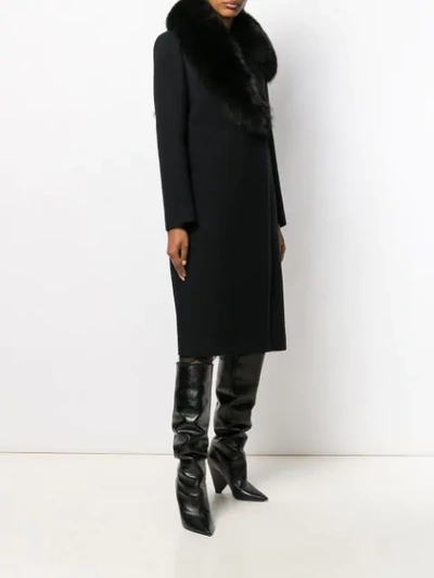 Shop Fendi Fox-fur Collar Coat In Black