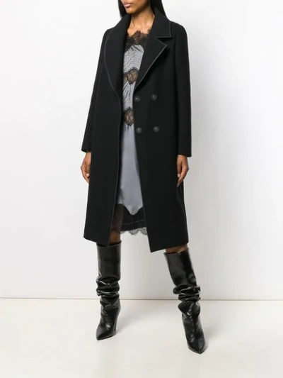 Shop Fendi Fox-fur Collar Coat In Black