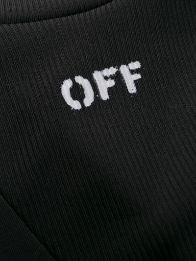 Shop Off-white Ribbed Panel Skater Dress In Black