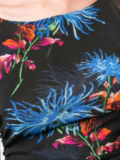 Shop Diane Von Furstenberg Ruched Floral Dress In Black
