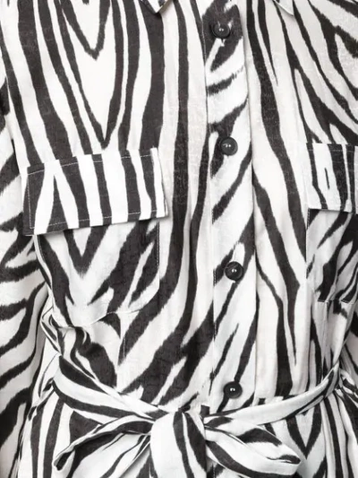 Shop Antonelli Zebra-print Waisted Shirt Dress In White