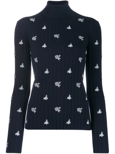 Shop Chloé Rose Embroidery Jumper In Blue