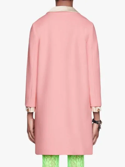 Shop Gucci Wool Coat With Bow In Pink