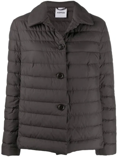 Shop Aspesi Feather Down Jacket In Brown