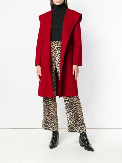 Shop P.a.r.o.s.h Hooded Wrap Coat In Red