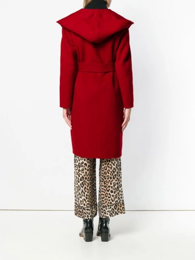 Shop P.a.r.o.s.h Hooded Wrap Coat In Red