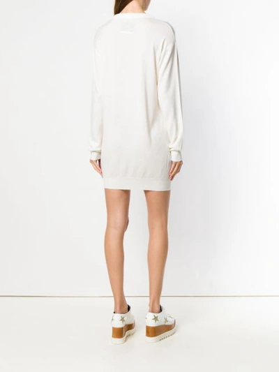 Shop Moschino Intarsia-knit Mini Dress - White