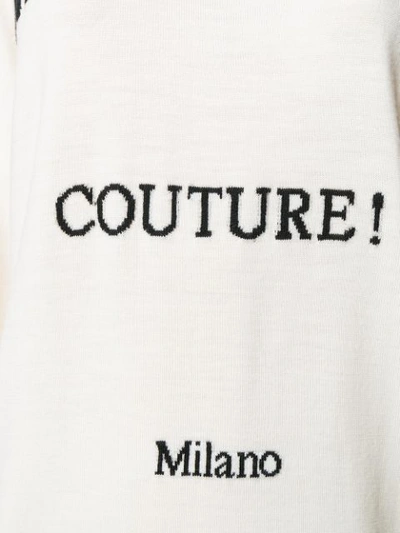 Shop Moschino Intarsia-knit Mini Dress - White