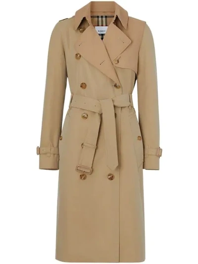 Shop Burberry Two-tone Cotton Gabardine Trench Coat In Neutrals