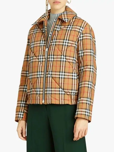 Shop Burberry Vintage Check Diamond Quilted Jacket In Yellow