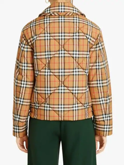 Shop Burberry Vintage Check Diamond Quilted Jacket In Yellow