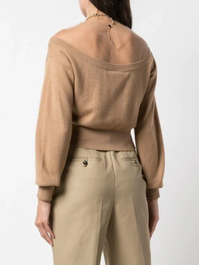 Shop Alexander Wang Off The Shoulder Crop Sweater In Neutrals