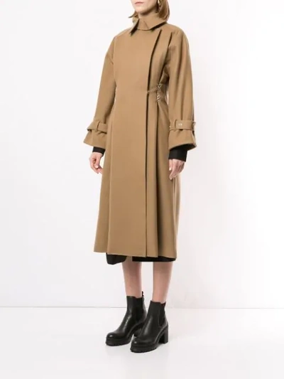 Shop Boyarovskaya Clasp-embellished Oversized Coat In Brown