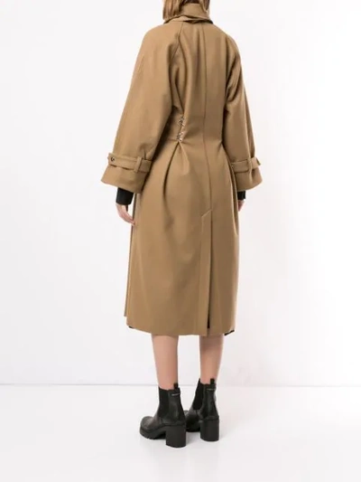 Shop Boyarovskaya Clasp-embellished Oversized Coat In Brown
