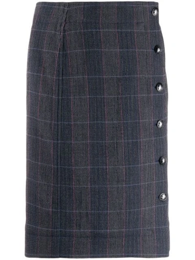 Shop Chloé Checked Straight Skirt In Blue