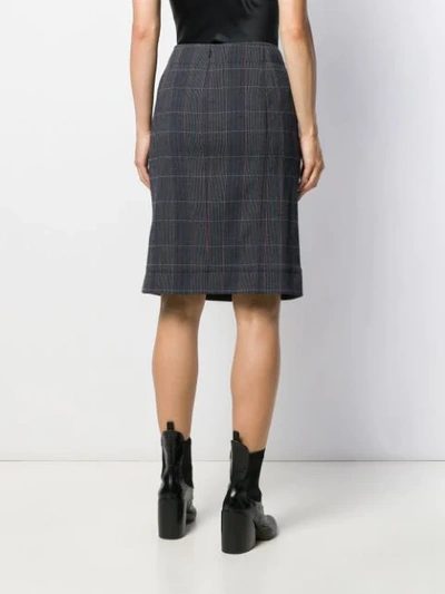 Shop Chloé Checked Straight Skirt In Blue