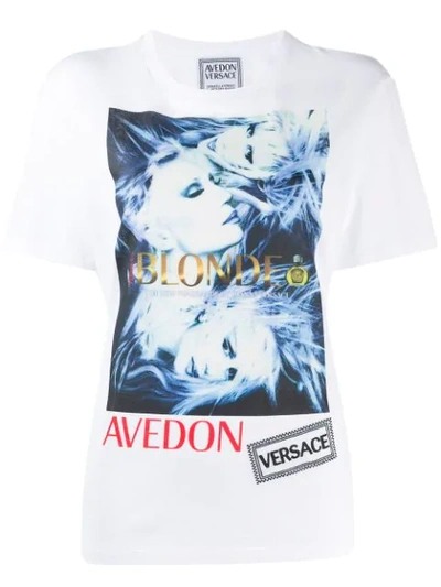 Shop Versace Graphic Print T-shirt In White