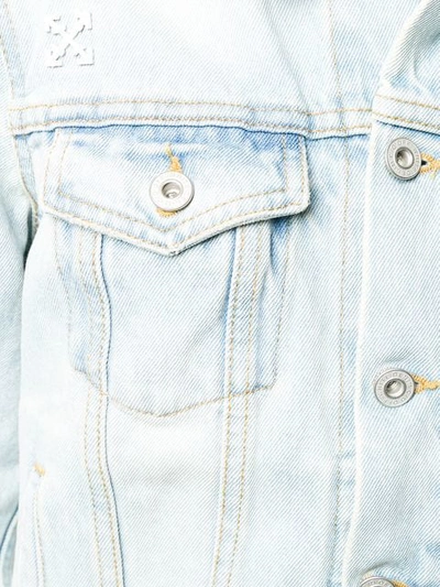 Shop Off-white Denim Frayed Jacket In Blue