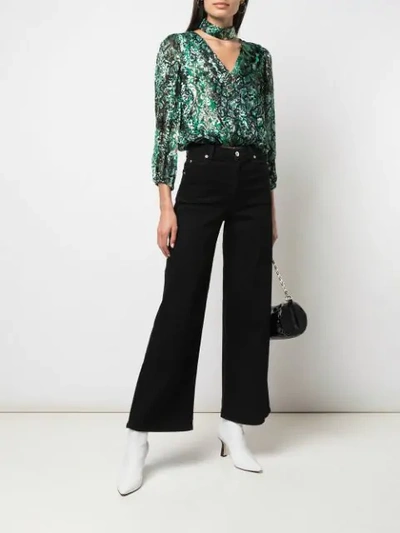 ALICE+OLIVIA ABSTRACT PATTERN BLOUSE - 绿色