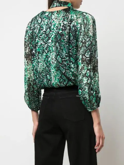 Shop Alice And Olivia Abstract Pattern Blouse In Green