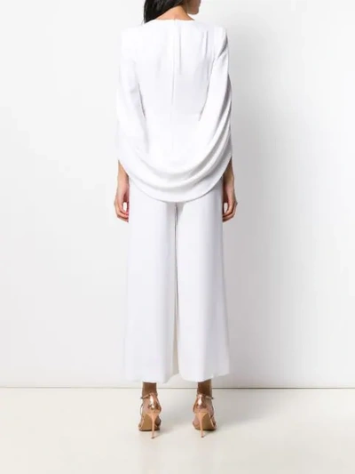 Talbot Runhof Silva Cropped Cape-effect Draped Crepe Jumpsuit In White