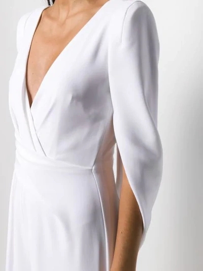 Talbot Runhof Silva Cropped Cape-effect Draped Crepe Jumpsuit In White