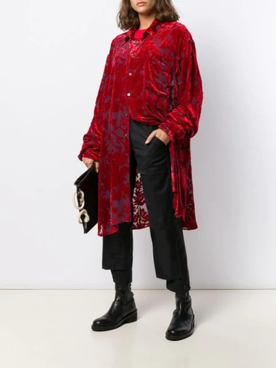Shop Ann Demeulemeester Oversized Patterned Shirt In Red