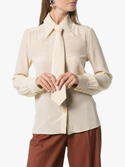 Shop Gucci Removable Tie Shirt In Neutrals