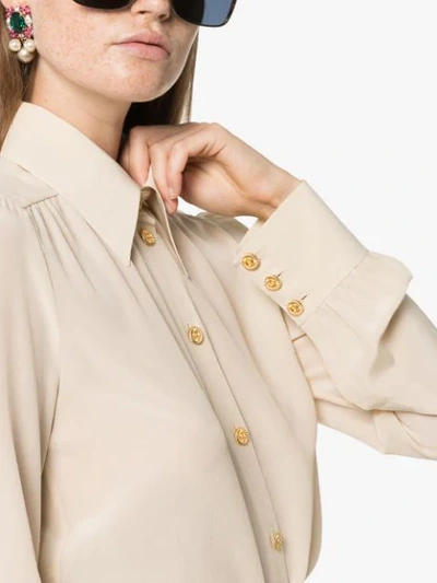 Shop Gucci Removable Tie Shirt In Neutrals