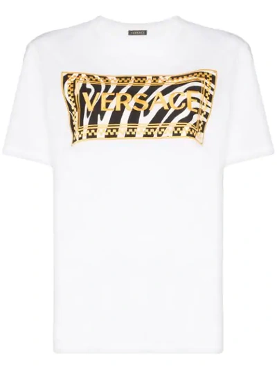 Shop Versace Vintage Logo Zebra Print T-shirt In White