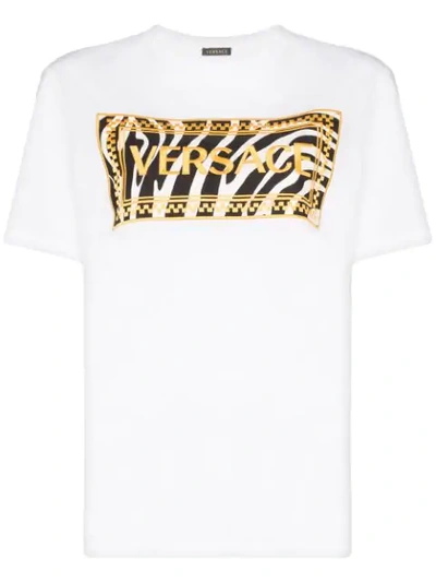 VERSACE 90'S VINTAGE LOGO ZEBRA PRINT T-SHIRT - 白色