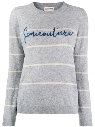 Shop Semicouture Striped Jumper In Grey