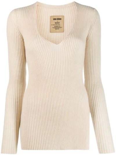 Shop Uma Wang Ribbed Knitted Jumper In Neutrals