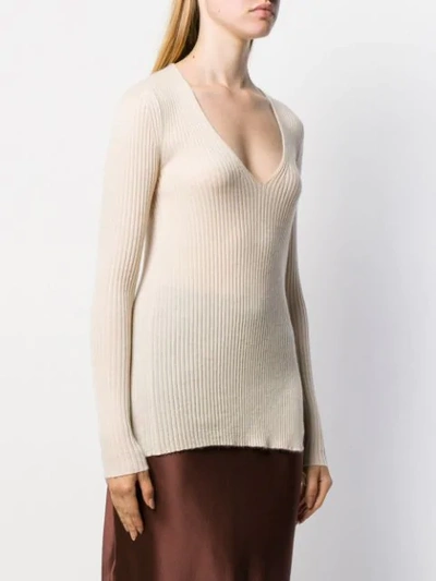 Shop Uma Wang Ribbed Knitted Jumper In Neutrals