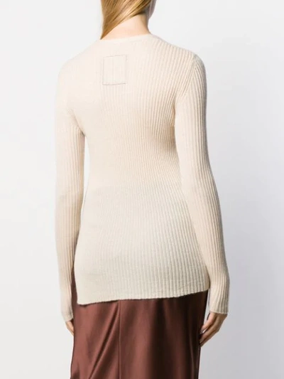 Shop Uma Wang Ribbed Knitted Jumper In Neutrals