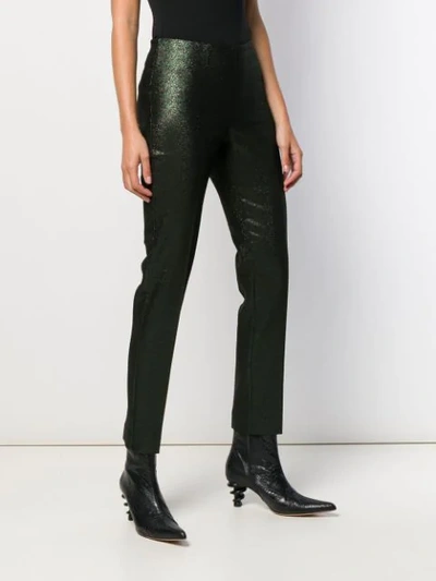 Shop P.a.r.o.s.h Glitter Slim Fit Trousers In Green