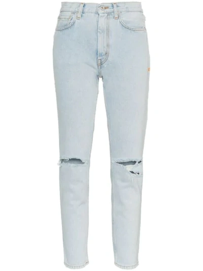 Shop Heron Preston Bleach Distressed Jeans - Blue