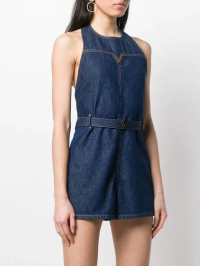 VALENTINO V HARDWARE DENIM PLAYSUIT - 蓝色