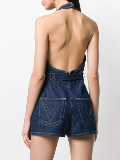 VALENTINO V HARDWARE DENIM PLAYSUIT - 蓝色