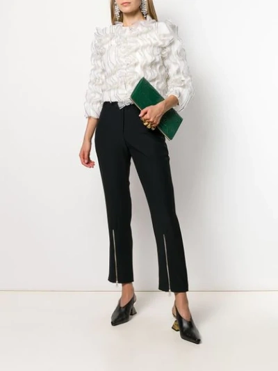 Shop Alexander Mcqueen Pleated Ruffle Blouse In White